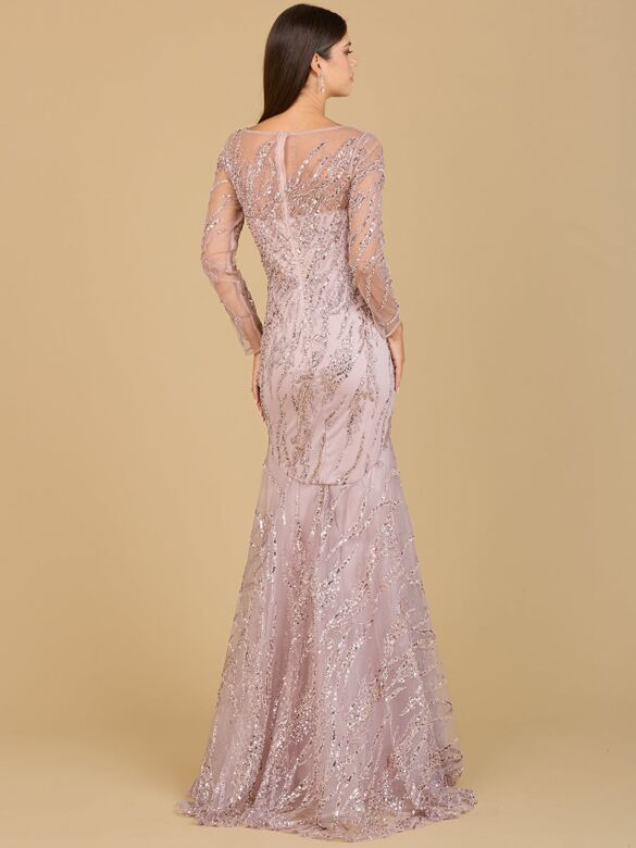 Lara 29199 Illusion Neckline Trumpet Silhouette Dress