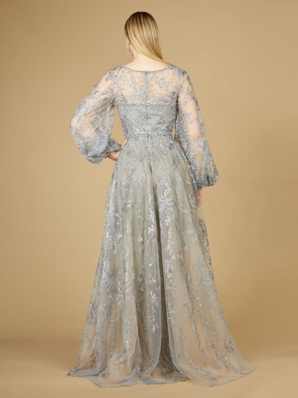 Lara 29229 Bishop Sleeves Shimmer Lace Dress