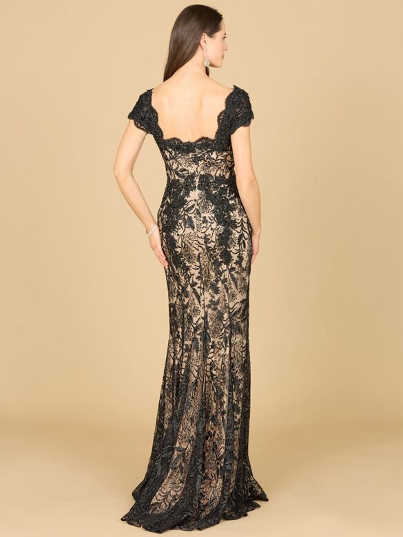 Lara 29295 Cap Sleeves Sweetheart Neckline Lace Dress