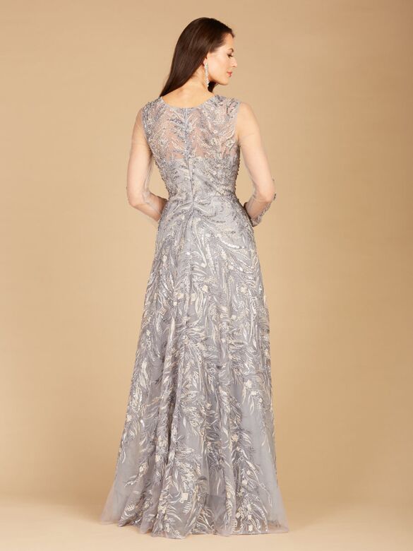 Lara 29353 Jewel Neckline Illusion Sleeve Lace Dress