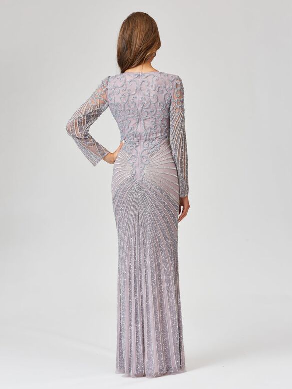 Lara 29602 Court Neckline Illusion Sleeve Dress