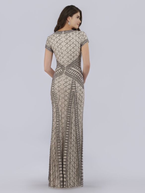 Lara 29746 Short Sleeve V-Neck Geometric Dress
