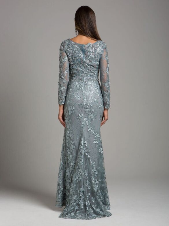 Lara 29924 Scoop Neckline Long Sleeve Floral Dress