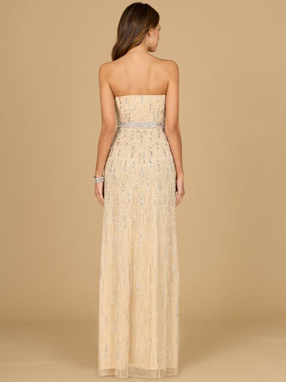 Lara 29035 Slit Skirt Strapless Dress