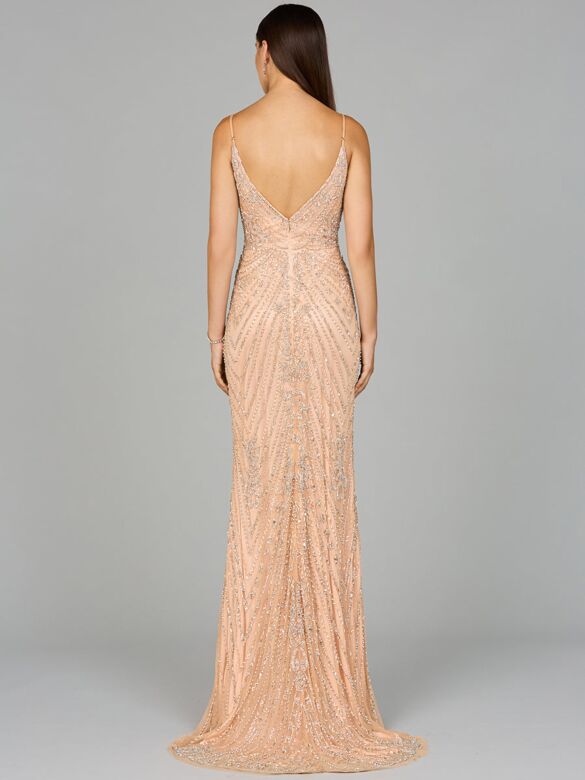 Lara 29109 Spaghetti Straps Embellished Dress