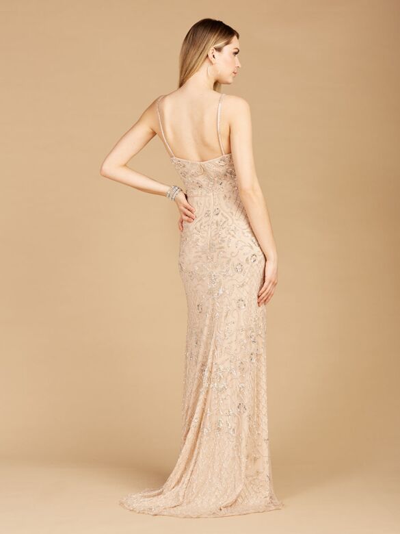Lara 29373 Spaghetti Straps Embellished Dress