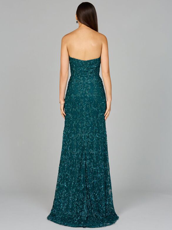 Lara 9952 High Slit Strapless Dress