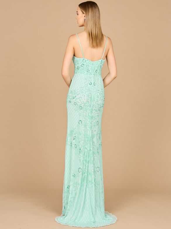 Lara 9961 High Slit Spaghetti Straps Dress