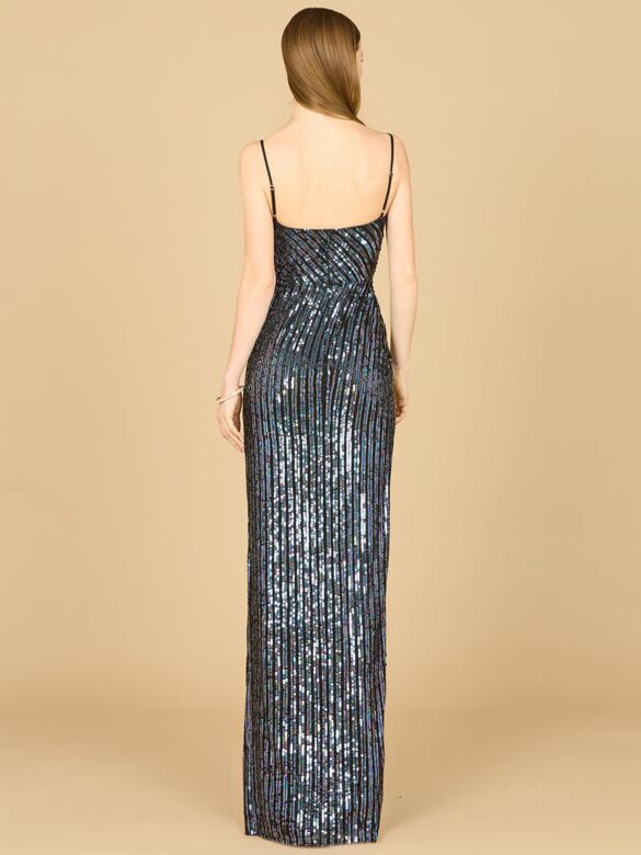 Lara 9984 Cowl Neckline Side Slit Dress