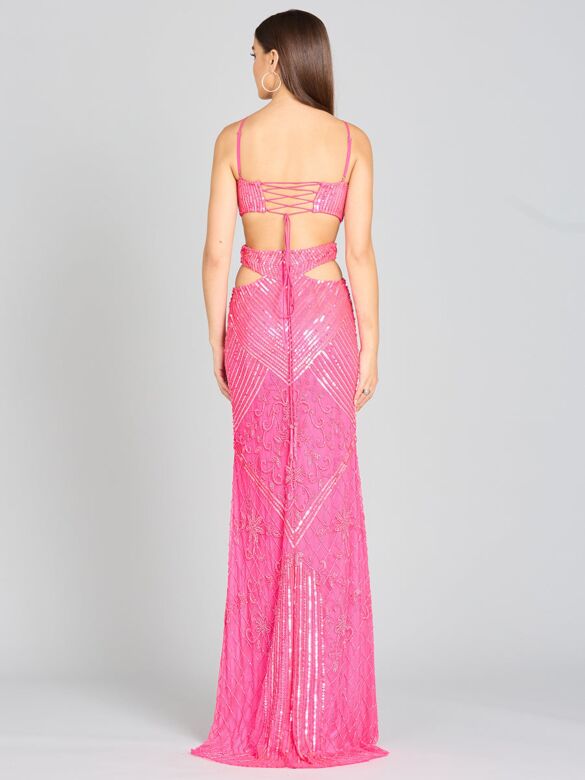 Lara 9985 Multi Cutout Lace-Up Dress