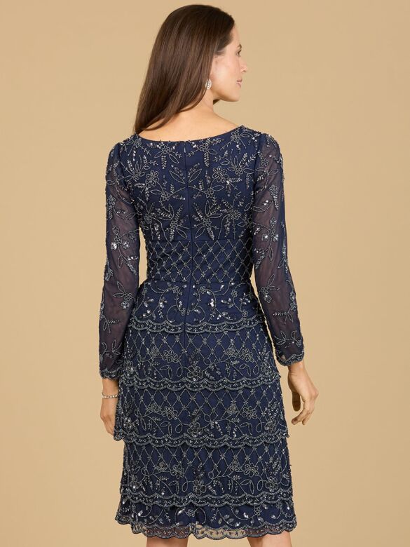 Lara 29223 Layered Skirt Long Sleeve Dress