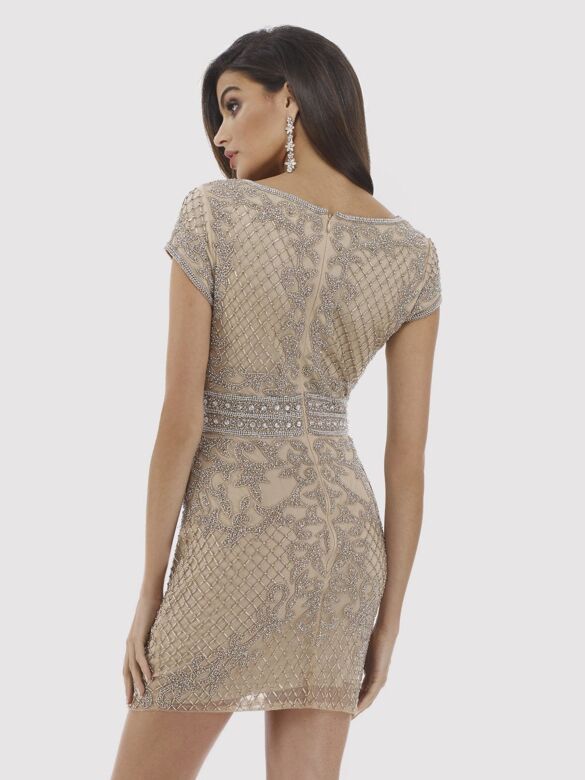 Lara 29571 Cap Sleeve V-Neck Embellished Dress