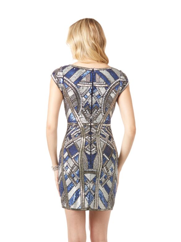 Lara 29909 Cap Sleeve Geometric Dress