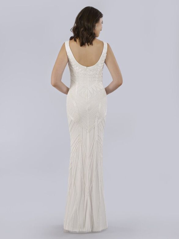 Lara 51017 Scoop Back Geometric Fitted Bridal Dress