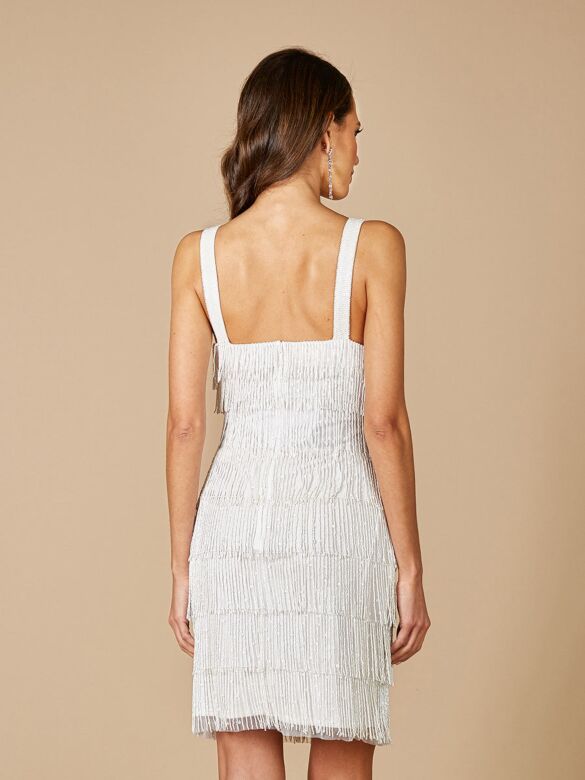 Lara 51025 Layered Fringe Short Bridal Dress