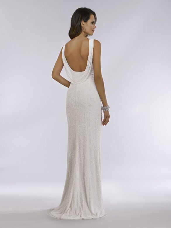 Lara 51049 Cowl Back V-Neck Wedding Dress