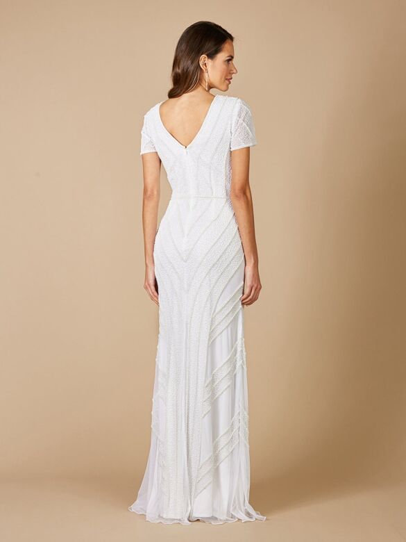 Lara 51078 Center Slit Geometric Wedding Dress