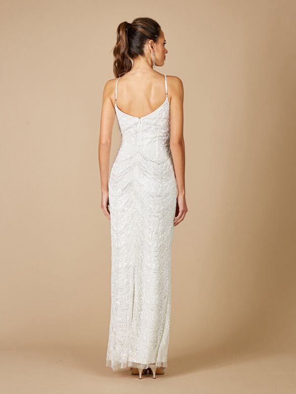 Lara 51092 High Slit Scoop Neckline Bridal Dress