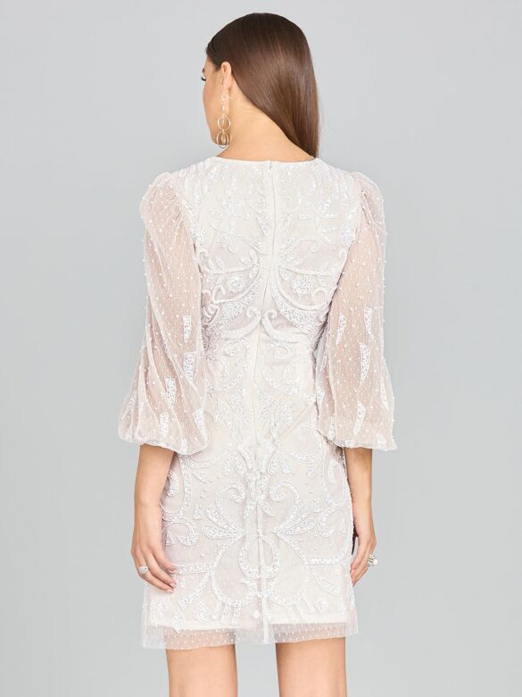 Lara 51130 Three Quarter Sleeves Short Wedding Dress