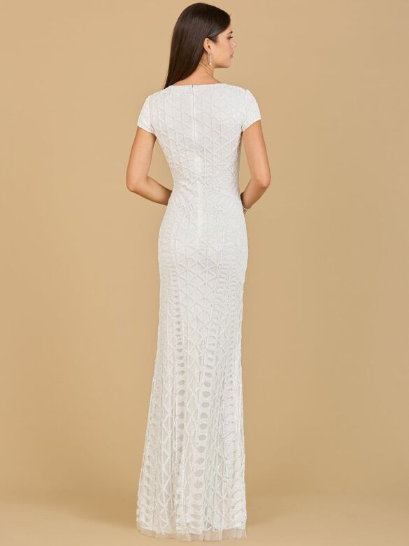 Lara 51141 Cap Sleeve Embellished Wedding Dress