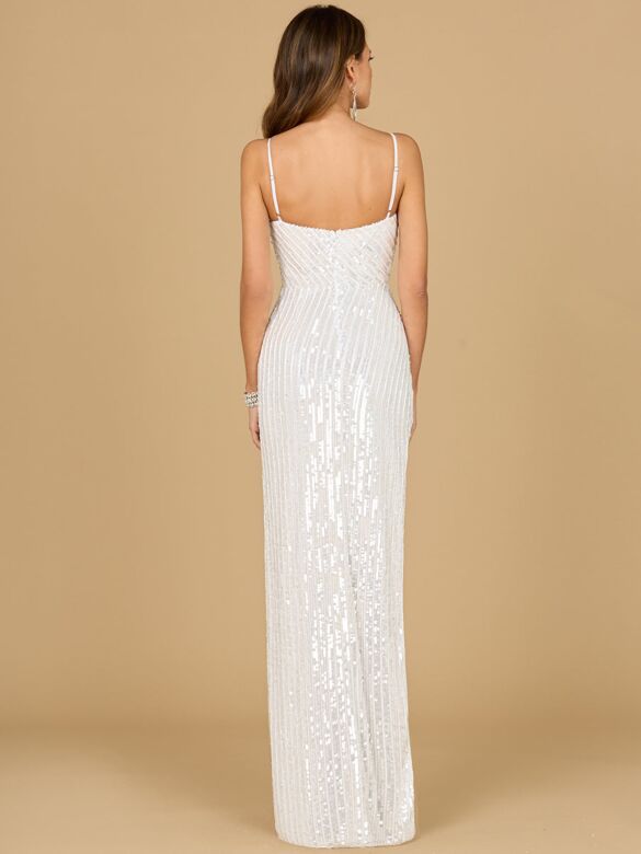 Lara 51148 Side Slit Sequin Bridal Dress
