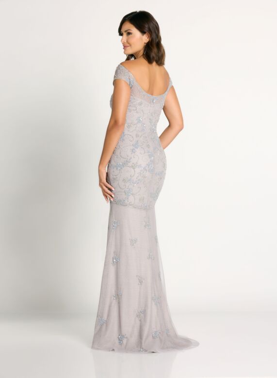 La Valetta by Mon Cheri LV6102 Scoop Neck Floral Beadwork Dress