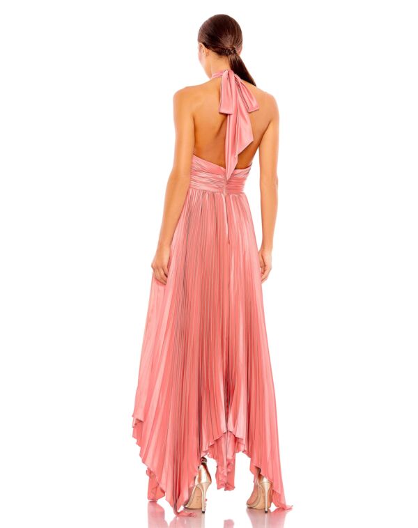 Mac Duggal 11302 Handkerchief Skirt Cross Halter Dress