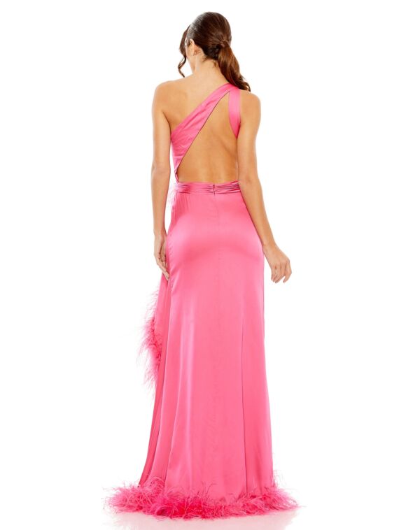 Mac Duggal 11689 Feather Slit One Shoulder Dress