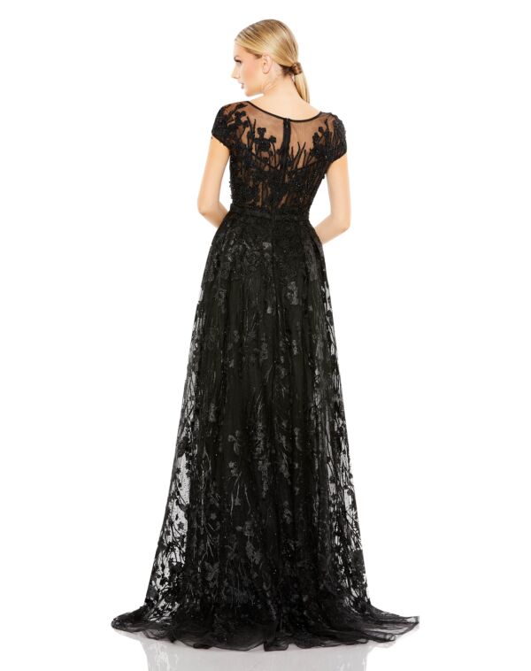 Mac Duggal 20405 Sheer Bodice Cap Sleeve Dress