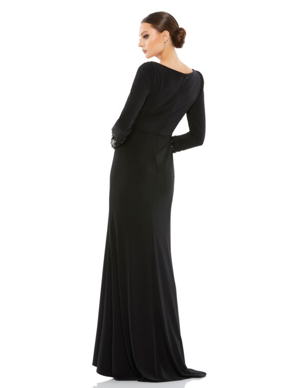 Mac Duggal 55712 Beaded Cuff Surplice Bodice Dress