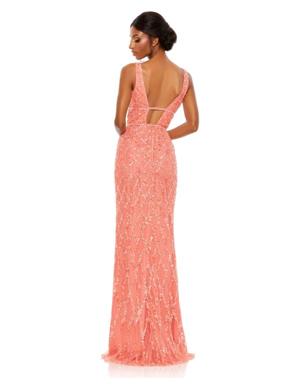 Mac Duggal 5669 Double Belt Plunging Neck Dress