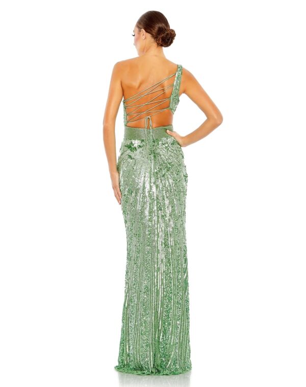 Mac Duggal 5687 Lace-Up Back One Shoulder Dress