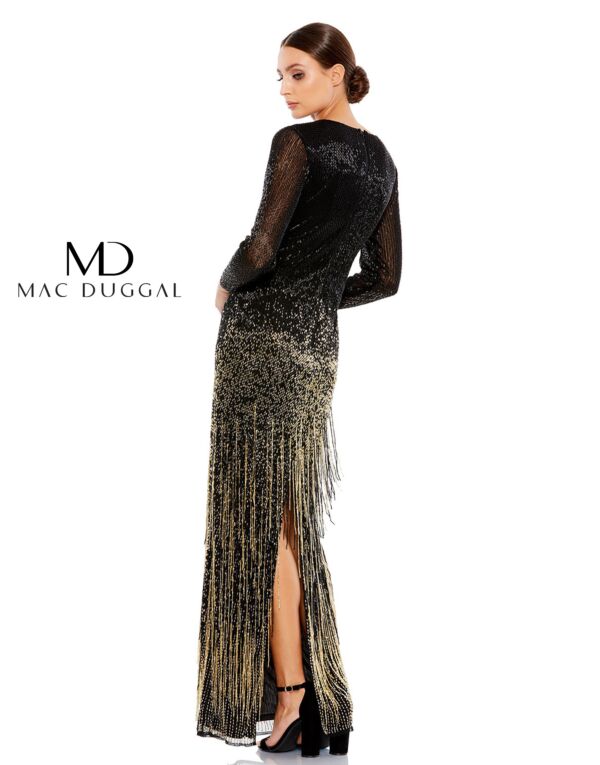 Mac Duggal 93584 Fringe Skirt Ombre Dress