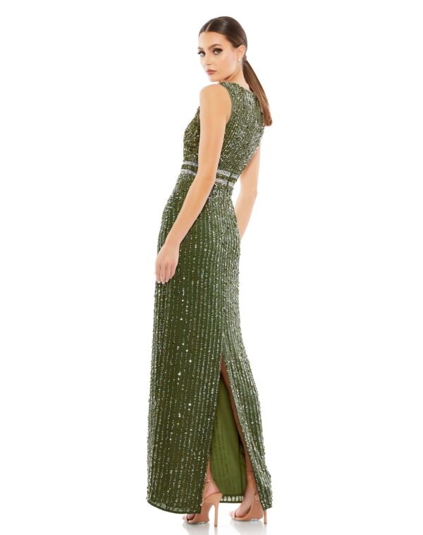 Mac Duggal 93603 Back Slit Fitted Sequin Dress