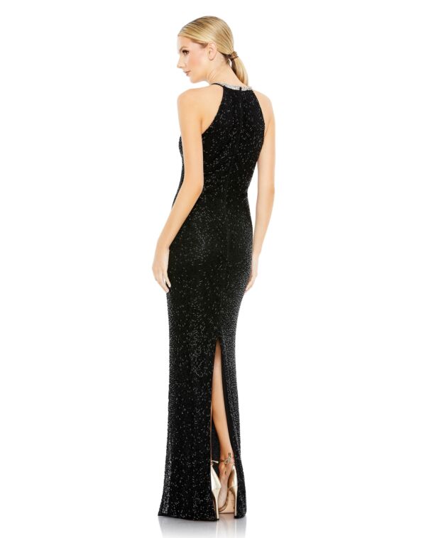 Mac Duggal 93742 Back Slit Halter Neck Dress