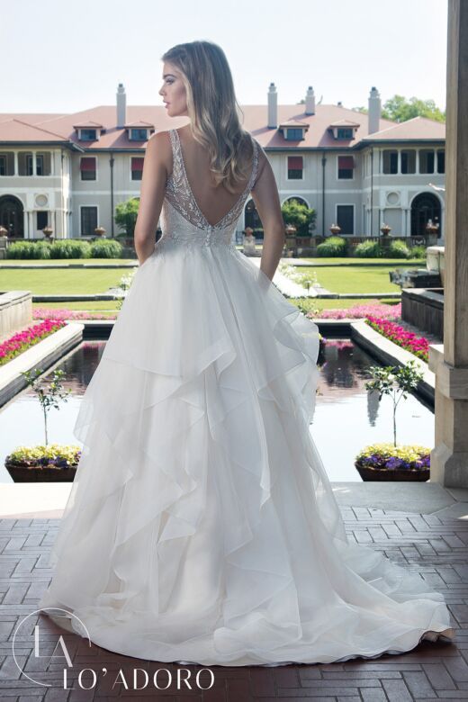Marys Bridal M612 Flounce Skirt Embroidered Bodice Bridal Gown