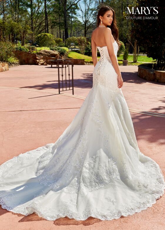 Marys Bridal MB4136 Layered Train Strapless Wedding Gown
