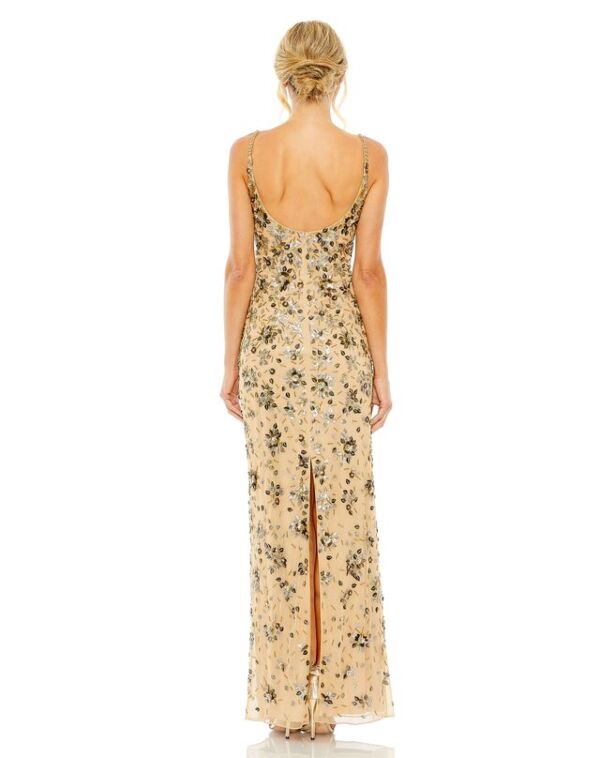 Mac Duggal 5477 Floral Beadwork Scoop Neck Dress