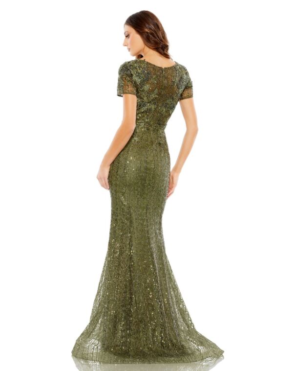 Mac Duggal 20282 Short Sleeve Embroidered Dress