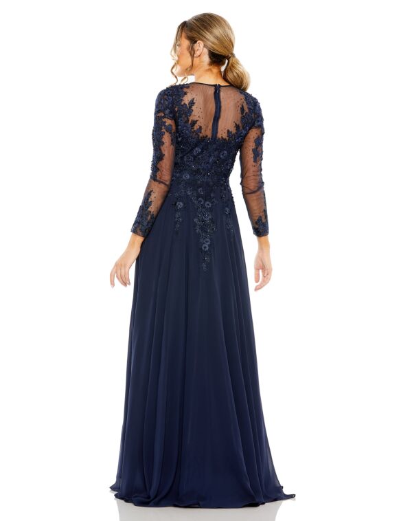 Mac Duggal 20478 Illusion Sleeve Embroidered Dress