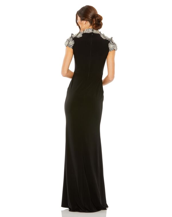 Mac Duggal 42055 Beaded Bodice High Neck Dress