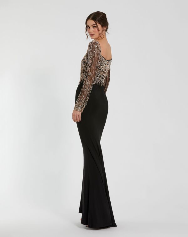 Mac Duggal 2256 Embellished Bodice Long Sleeve Dress