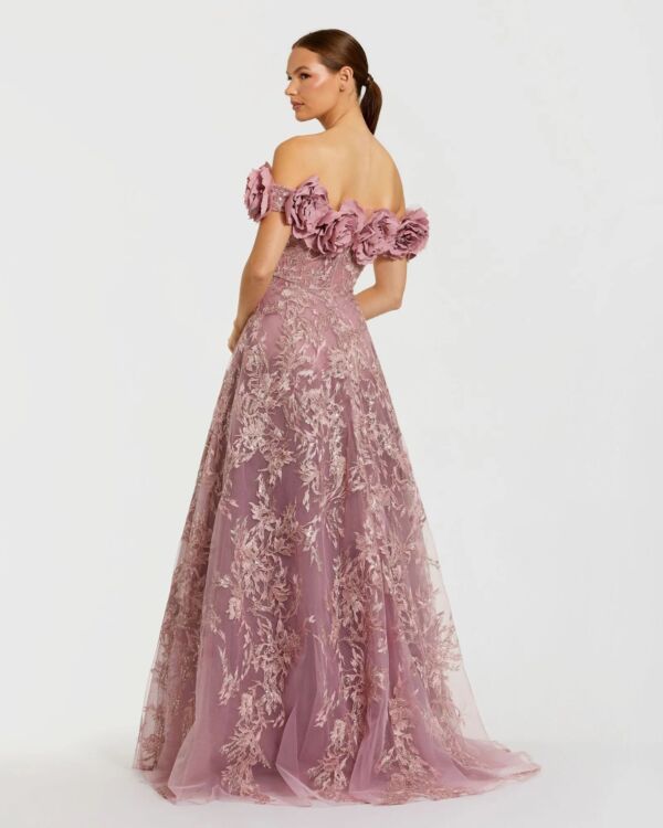 Mac Duggal 21032 Oversized Floral Off-The-Shoulder Neckline Dress