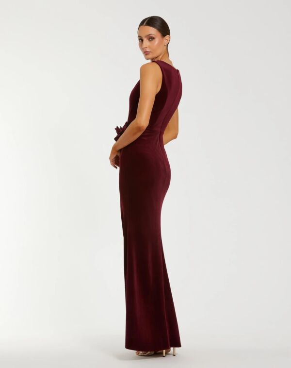 Mac Duggal 21163 Floral Applique Sleeveless Velvet Dress