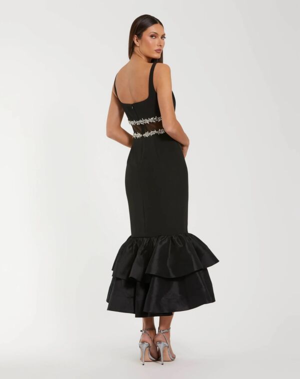 Mac Duggal 27719 Layered Ruffle Hem Sheer Midriff Dress