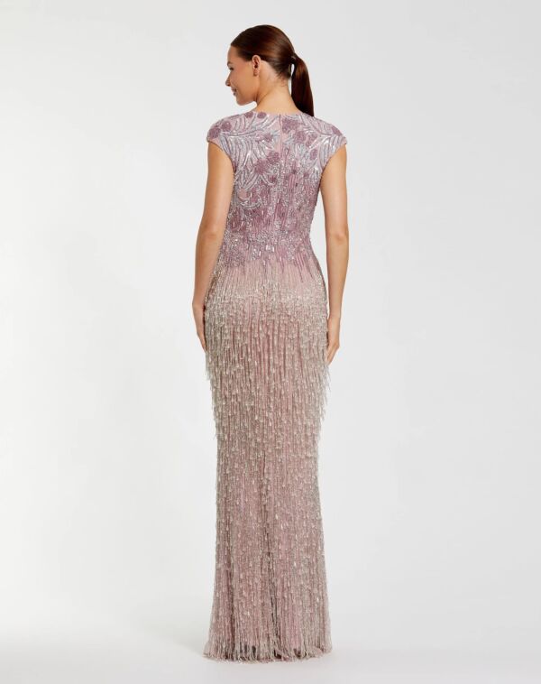 Mac Duggal 6169 Jewel Neckline Fringe-Embellished Dress