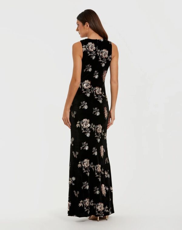 Mac Duggal 68959 Sleeveless Jewel Neck Beaded Velvet Dress