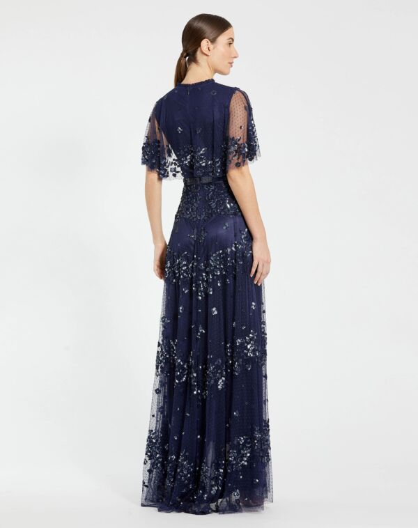 Mac Duggal 9192 High Neckline Short Cape Sleeves Dress