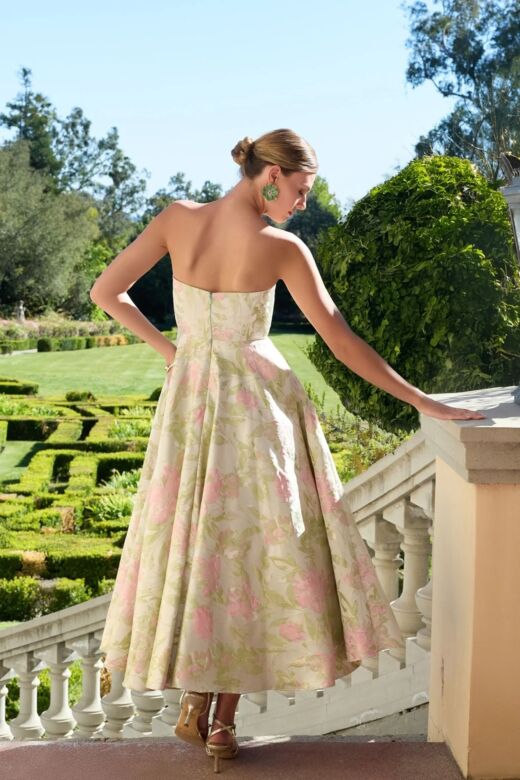 Mac Duggal 69147 Floral A-Line Strapless Sage Dress