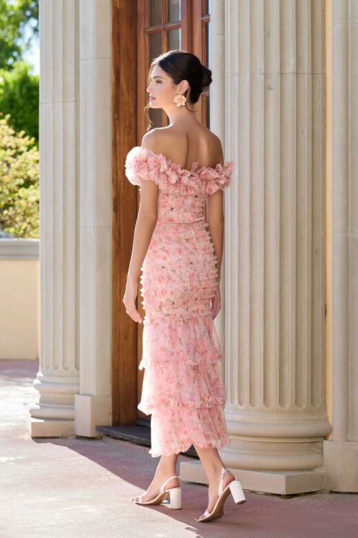 Mac Duggal 8432 Ruffle Off The Shoulder Blush Dress